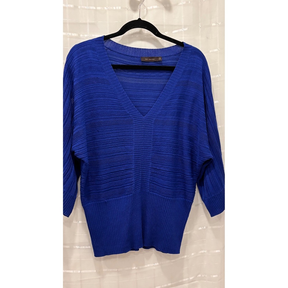The‎ Limited Royal Blue V-Neck Dolman Sleeve Knit Sweater Large Cobalt